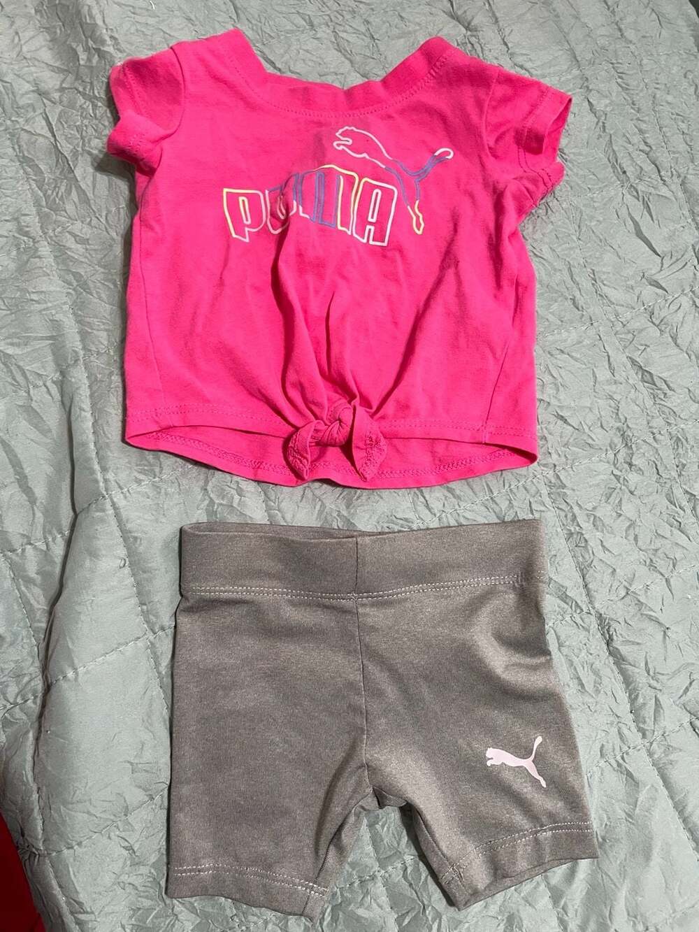 New born  Puma Kids Girl Sportswear Fit Tops and Bottom Set, Grey Online